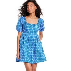 Rhode x Target blue puff sleeve short eyelet Mini Dress size small NWT